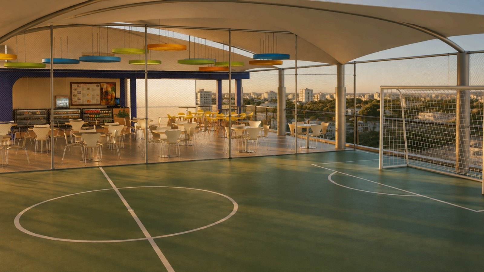 Área esportiva da nova unidade